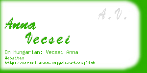 anna vecsei business card